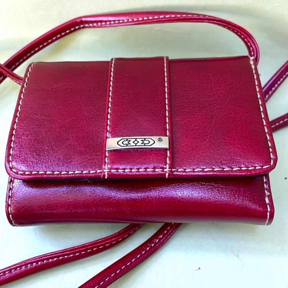 New vintage burgundy wallet/shoulder mini bag with removable shoulder strap